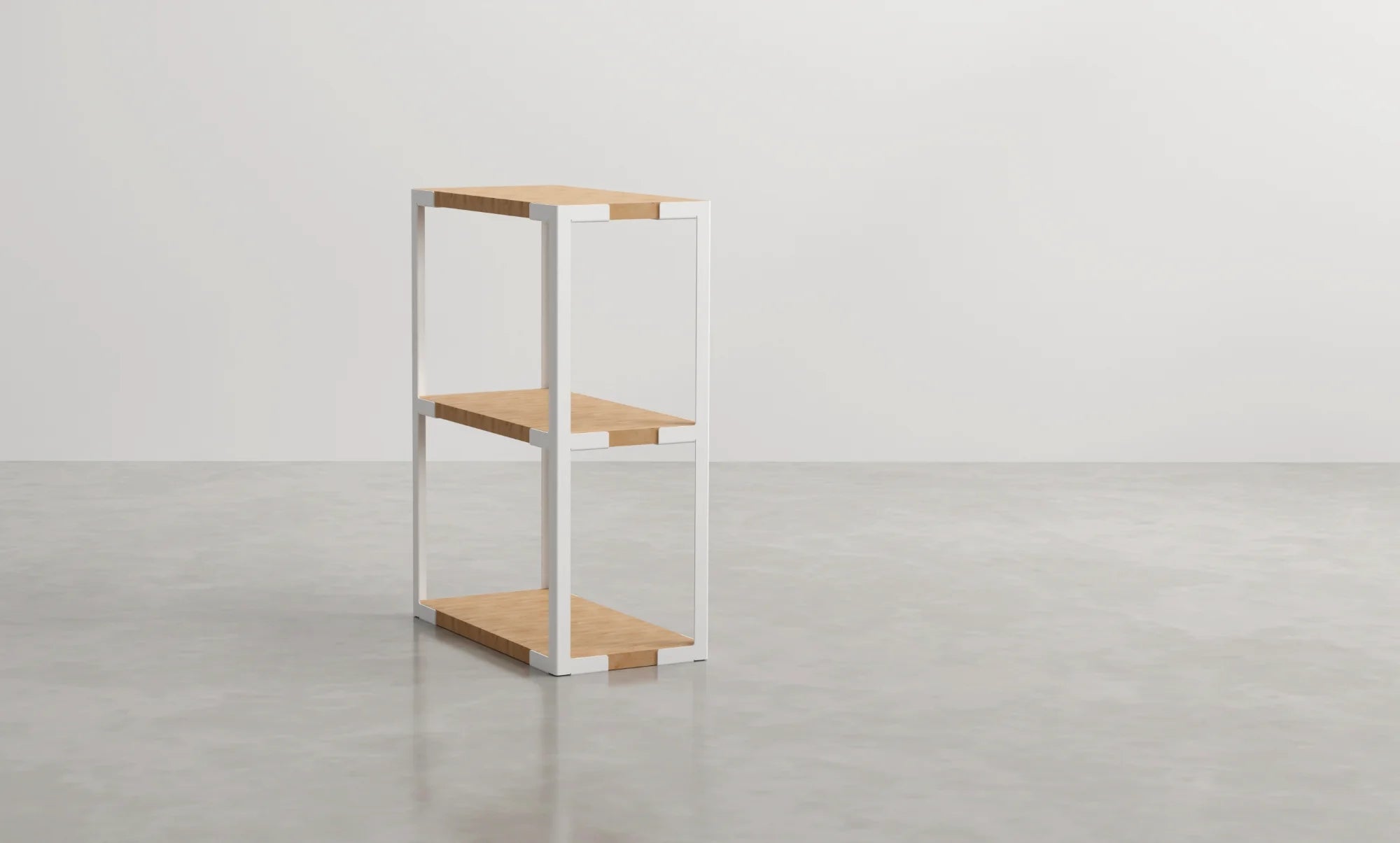 Build&Bond DIY Minimalist white metal and wood shelf end table